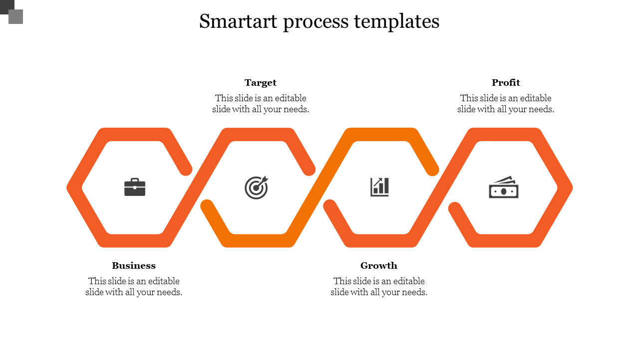 Free - Innovative SmartArt Process Templates In Orange Color